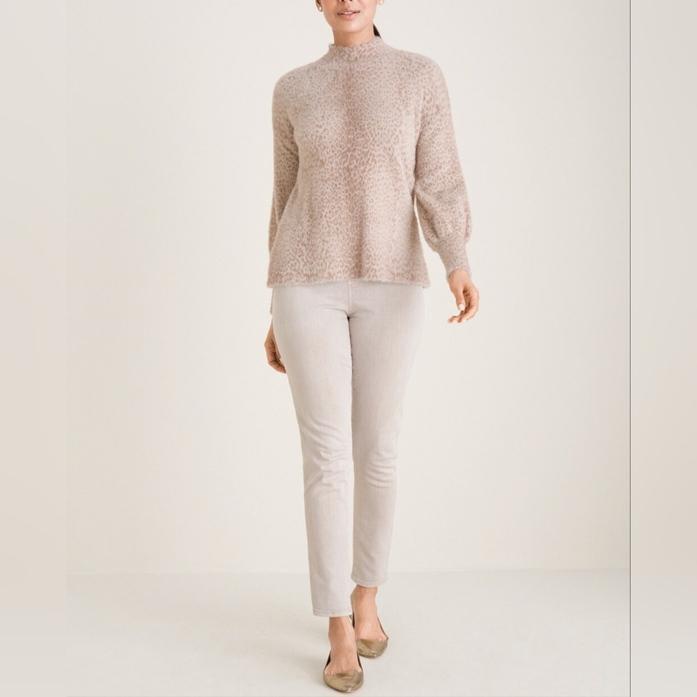 Chico's Animal Print Eyelash Sweater Size Medium